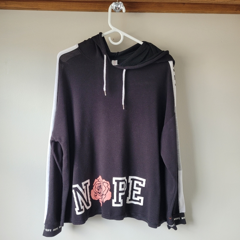 "NOPE" ROSE HOODIE WOMEN'S XXXL (JUNIOR FIT) NO BOUNDARIES